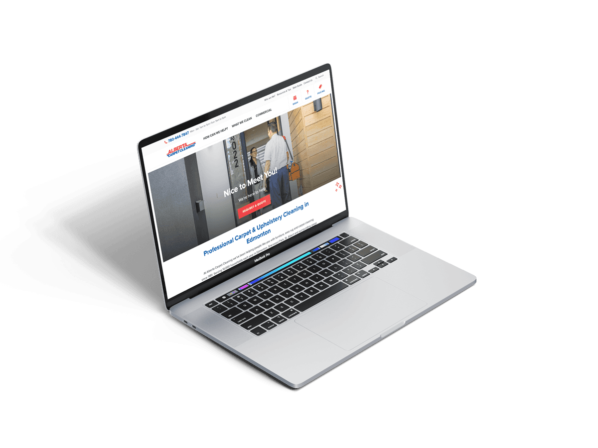 Screenshot of the Alberta Carpet Cleaning website