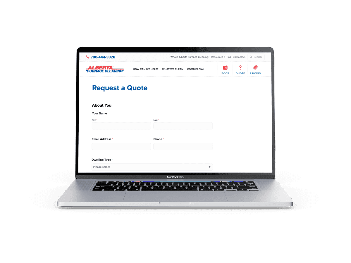 Screenshot of the Alberta Carpet Cleaning website