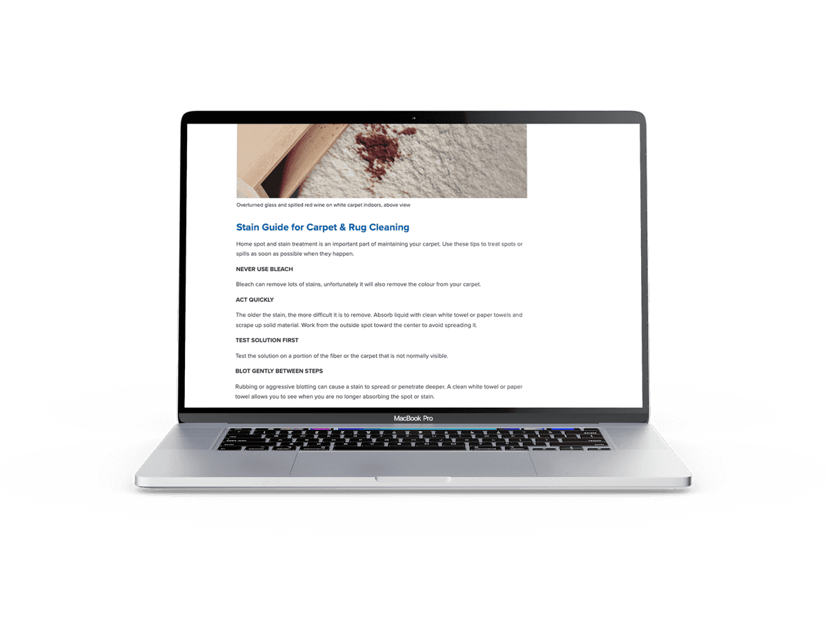 Screenshot of the Alberta Carpet Cleaning website